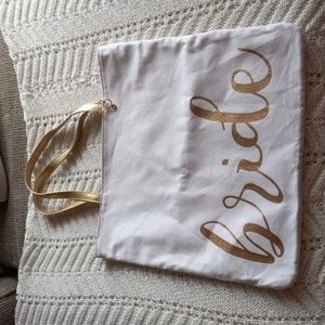 BRIDE Canvas Tote Bag Ivory Gold Logo/Straps Ring New